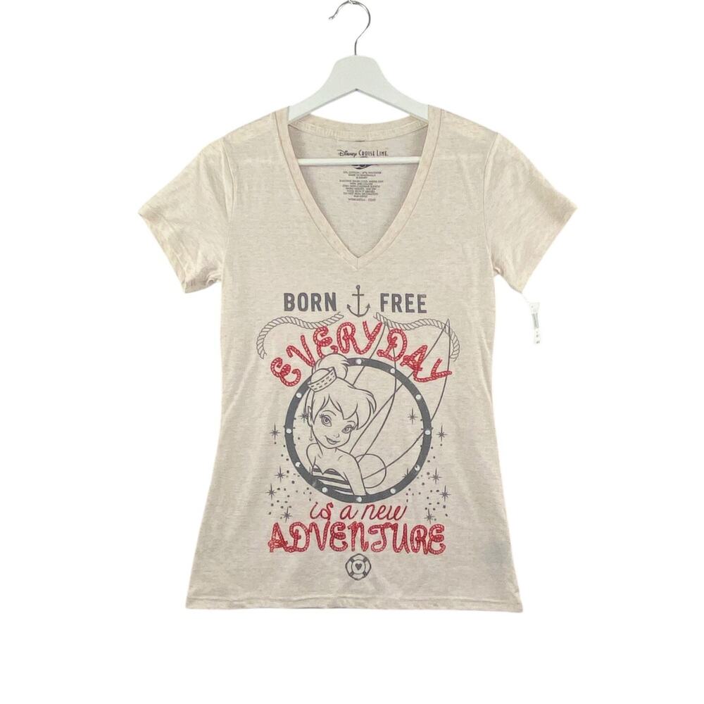 Disney Cruise Line T-Shirt Girl's‎ Medium Top Born Free Every day Beige/Red NEW